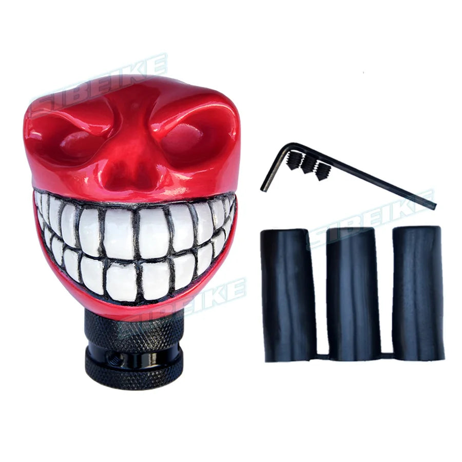 Universal JDM Car Accessories Gear Shift Knob Resin Big Teeth Ghost Skull Style Manual Shift Knob With Adapter