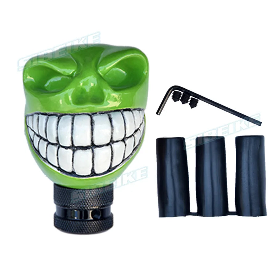 Universal JDM Car Accessories Gear Shift Knob Resin Big Teeth Ghost Skull Style Manual Shift Knob With Adapter