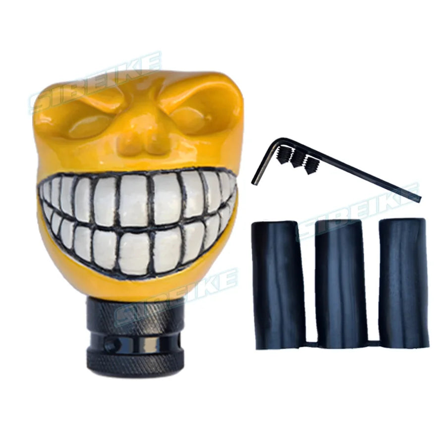 Universal JDM Car Accessories Gear Shift Knob Resin Big Teeth Ghost Skull Style Manual Shift Knob With Adapter
