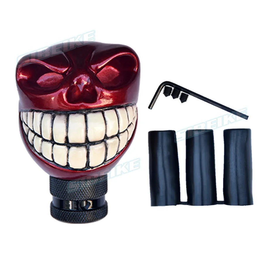 Universal JDM Car Accessories Gear Shift Knob Resin Big Teeth Ghost Skull Style Manual Shift Knob With Adapter